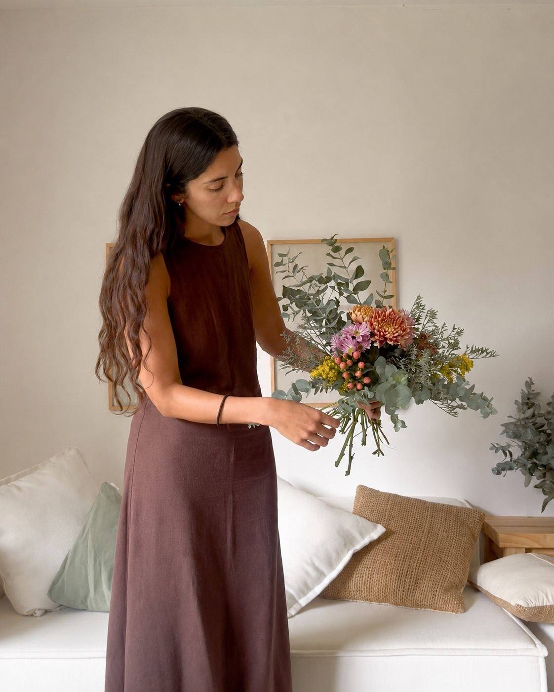 Valentina con flores